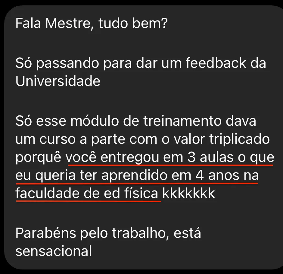 Aluno diz que em 3 aulas recebeu o que queria ter aprendido em 4 anos de faculdade de educação física